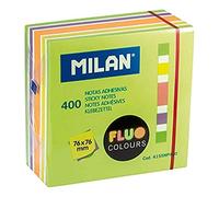 Bloc 400 notes adhésives couleurs Fluo 76 x 76 mm (vert, multicolore)
