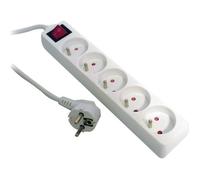 Zenitech - Bloc 5 Prises 16A 2P+T avec Interrupteur - Multiprise Compacte avec Sécurité Enfant - Câble 1m HO5VV-F 3G1mm² - Certifié NF pour Appareils Électriques - Blanc - 1m