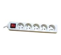 Bloc 5x2P avec interrupteur 3G1 - 1.5 m ELECTRALINE - Blanc