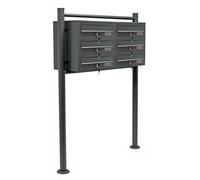 Bloc 6 Boite aux lettres 2x3 Compartiments Superposé Pied de support Anthracite