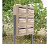 Bloc 6 boîtes aux lettres extérieures avec pieds de fixation