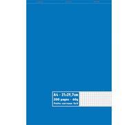 Bloc 60g agrafé en tête 200 pages petits carreaux 5x5 grand format A4 21 x 29,7 cm