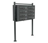 Bloc 8 Boite aux lettres 2x4 Compartiments Superposé Pied de support Anthracite