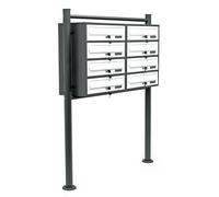 Bloc 8 Boites lettres Pied support 2x4 Compartiment Superposé Anthracite/Blanc