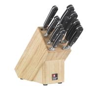 RICHARDSON SHEFFIELD V SABATIER Bloc à Couteaux avec 10 Couteaux tranchants en Acier Chrome-molybdène Vanadium Massif avec Trou en Bois Massif et Beau Design