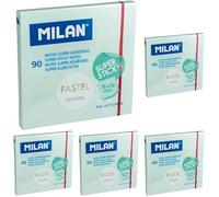 Bloc 90 notes super adhésives Pastel 76 x 76 mm, bleu (Lot de 5)