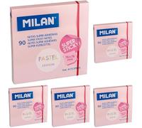 Bloc 90 notes super adhésives Pastel 76 x 76 mm, rose (Lot de 5)