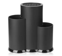 Bloc à couteaux 3 en 1 universel non équipé - Multifonctionnel - Rond - Support de rangement avec porte-ustensiles - Porte-couverts amovible - Convient pour tous les couteaux de cuisine