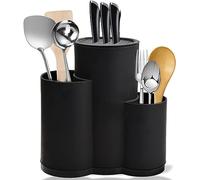 Bloc à couteaux 3 pouces sans couteau, support rond universel non équipé avec porte-ustensiles, bloc à couteaux vide peut contenir 12 couteaux de 8 pouces, convient à tous les couteaux de cuisine