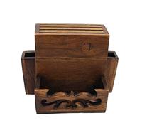 Bloc à couteaux de cuisine multifonction en bois massif pour outils de bureau