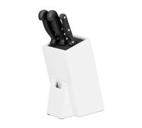Relaxdays 10024667 Bloc Bambou Porte Bois 6 Couteaux Rangement Couverts Cuisine, HxlxP 25x11x17 cm, Blanc