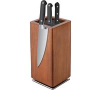 Bloc à couteaux magnétique Porte-couteaux pivotant à 360° Porte-couverts Organisateur de couteaux de cuisine avec insert à poils en bois d'acacia