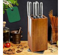 Bloc à couteaux magnétique sans couteau, rotatif à 360°, porte-couteaux en bois d'acacia, bloc à couteaux de qualité supérieure, organiseur avec insert à poils, porte-couteau pour couteaux, 11 x 11 x
