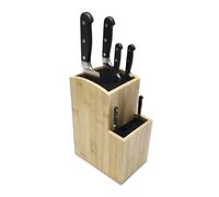 Bloc à Couteaux Relaxdays Vide, Bambou, Insert à Poils, 2 Niveaux, H x L x P 25,5 x 11,5 x 18 cm, Naturel/Noir