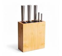 Bloc à Couteaux Relaxdays Vide, Bambou, Insert en brins, H x L x P : 26 x 23 x 11,5 cm, Rangement de Couteaux, Noir.