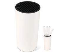 Bloc à couteaux sans couteaux : bloc à couteaux blanc avec 16 fentes et design d'écoulement, porte-couteaux amovible, support rond pour tous les couteaux de cuisine