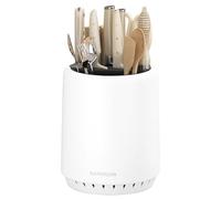 Bloc à couteaux universel sans couteaux, avec design de drainage, porte-couteaux rond avec fentes pour ciseaux et cuillères, support de rangement amovible pour couteaux de cuisine pour un nettoyage