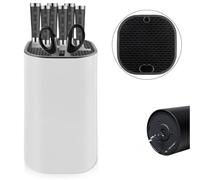 Bloc à couteaux universel sans couteaux, noir, avec 21 fentes et design de drainage, support de bloc à couteaux carré moderne, porte-couteaux non équipé pour tous les couteaux de cuisine, ciseaux