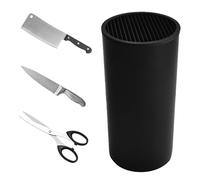 Bloc à couteaux universel sans couteaux, porte-couteaux amovible en ABS, noir avec 19 emplacements, porte-couteaux circulaire multifonctionnel, facile à nettoyer, pouvant accueillir plus de 8 à 12 cou