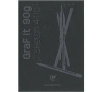 Clairefontaine 96842C Bloc Agrafé GraF'it - 80 Feuilles Papier Dessin Croquis Uni - Feuilles Détachables - A5 14,8x21 cm 90g - Couverture Noire