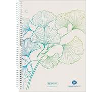 Bloc à spirales A5 Greenline 70 feuilles quadrillées perforées Ginkgo paquet de 5 pièces