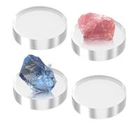 Bloc acrylique - 4 supports ronds transparents - Support en acrylique transparent - Pour échantillons minéraux, pierres précieuses, parfum, bague de gâteau, table de chevet
