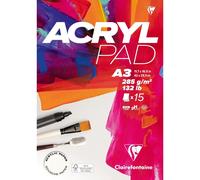 Clairefontaine – Bloc collé Acrylpad A3 15 feuilles 285 g Blanc – Acrylique/Gouache