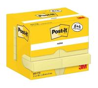 Post-it Bloc autocollant Pack promo 8+4 blocs gratuits 100 feuilles 38x51 mm Jaune pastel