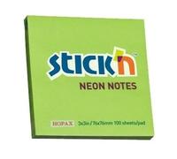 Bloc adhésif Stick'n Hopax, 76x76 mm, vert fluo, 100 feuilles