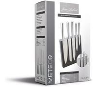 Pradel Jean Dubost 18522 Bloc Météor Façon Wengé + 5 Couteaux de Cuisine, Argent,noir