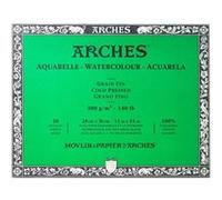 Bloc - Aquarelle - 28x36cm - 300g - Grain fin - Blanc naturel - 20 feuilles - Arches Blanc