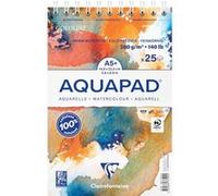 Clairefontaine 976102C - Bloc spiralé micro-perforé Aquapad A5 14,8x21 cm 300g - 25 Feuilles Papier Aquarelle Blanc Grain Moyen Fin - Idéal pour la Technique Humide