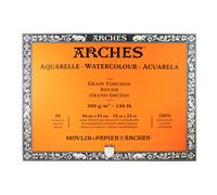 Bloc aquarelle Arches 18 x 24 pouces, papier 100 % coton blanc naturel - 20 feuilles de papier aquarelle Arches brut 140 lb - Papier d'art Arches pour