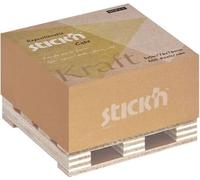 Bloc autocollant Stick'n Hopax Kraft, 76x76 mm, cube, sur palette, brun, 400 flles