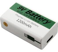 bloc batterie 9V avec prise de charge USB-C, Li-ion, 7,4V, 1200mAh, 8,1 Wh