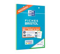 Oxford Bloc de FICHES BRISTOL 2.0 Perforées 148 x 210 mm Petits Carreaux 5 x 5 mm 30 Fiches Cadre Vert 400100552