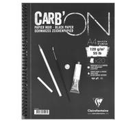 Clairefontaine Bloc spiralé Carb'ON 975043C - Papier dessin noir A4 120 g 20 feuilles