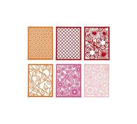 bloc carton 10,5 x 14,8 cm 6 motifs 4 couleurs rose/rouge