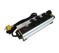 Bloc Chantier Aluminium Extrudé 4 Prises 16A+T avec clapets, IP44. Câble HO7RN-F 3G1, 5mm², Longueur 3M. Pince renforcée Aluminium. Interrupteur avec Protection Contre Les Surtensions