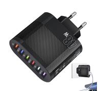 Bloc chargeur rapide - 48W USB 6 ports USB C adaptateur de bloc de chargeur mural pour ordinateur portable - Concentrateur de station de charge super rapide de type C 3,5 A pour téléphones intelligent