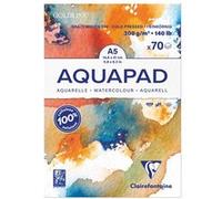 Clairefontaine 975720C Bloc Encollé Goldline Aquapad - 70 Feuilles Papier Aquarelle Blanc Grain Moyen Fin A5 14,8x21 cm 300g