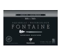 Clairefontaine bloc collé papier aquarelle Fontaine 20 feuilles grain fin 300 g/m2 14 x 21,6 cm noir