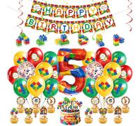 Bloc Construction Ballon Coloré,Decoration Anniversaire 5 Ans,，Ballons Chiffre 5 Ans,Banderole « Happy Birthday »,Décorations pour Gâteau,Ornement en Spirale