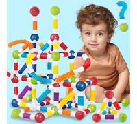 Bloc Construction Magnetique Enfant 64 Pièces Extensible Jouet Enfant Magnétique, 3D Jeux Montessori Educatif Aimanté,Jeu de Construction Magnétique,Cadeau Noel Pâques Anniversaire pour Garcons Filles