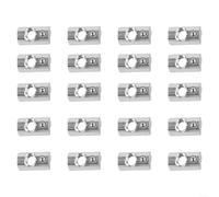 Bloc coulissant en aluminium avec boule à ressort pivotante en acier inoxydable et écrou fileté européen M8 compatible avec les profils en aluminium 40 x 40/40 x 80, dimensions 13 x 22 mm (20 pièces)