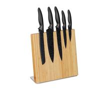 Relaxdays bloc couteaux aimanté, porte-couteaux en bambou, range couteaux non garni, universel, 27,5 x 28 x 12 cm,nature