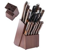 Bloc Couteaux de Cuisine - Conteneur en Bois à 14 Emplacements | Blocs à Couteaux en Bois - Pour Affûteur Ciseaux Cuisine et Préparation Repas Maison Appartement