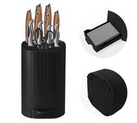 Bloc Couteaux de Cuisine Universel sans Couteaux Porte Couteaux Grande Capacité avec Pierre à Aiguiser et Emplacement Ciseaux Rangement Amovible et Facile à Nettoyer pour un Gain de Place Optimal