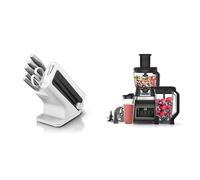 Bloc-couteaux Ninja Foodi StaySharp avec Affûteur, 6 Pièces Aiguisés, Acier Inoxydable, K62006EUWH + Ninja 3-en-1 Robot de cuisine et mixeur avec 5 programmes: Bol 1,8L, 1200W,Auto-iQ, BN800EU