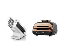 Bloc-couteaux Ninja Foodi StaySharp avec Affûteur, 6 Pièces Aiguisés, en Acier Inoxydable, K62006EUWH + Ninja Foodi MAX Health Grill & Air Fryer, 6-en-1, 3,8L, Exclusivité Amazon AG551EUCP